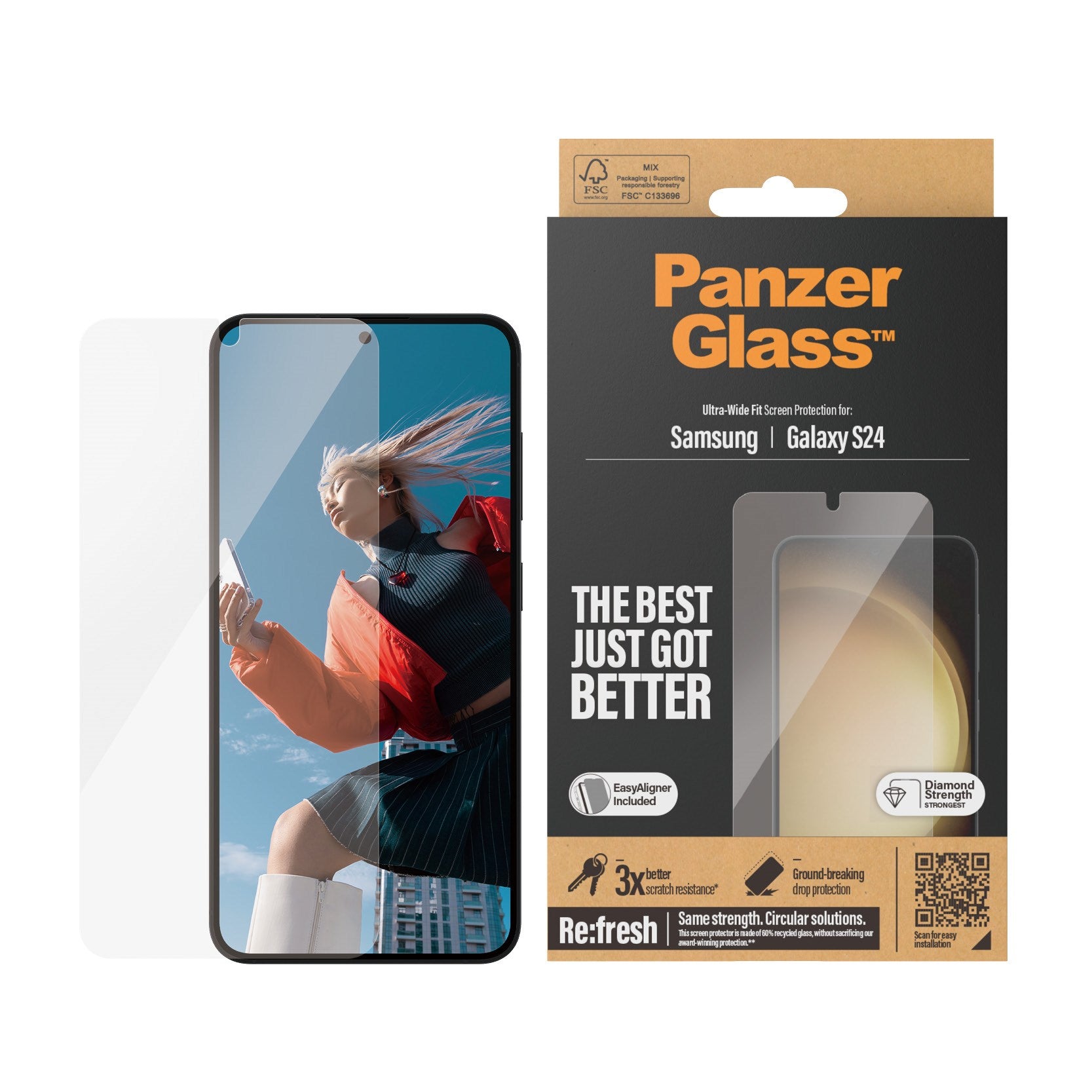 PanzerGlass® Screen Protector Samsung Galaxy S24 | Ultra-Wide Fit w. EasyAligner